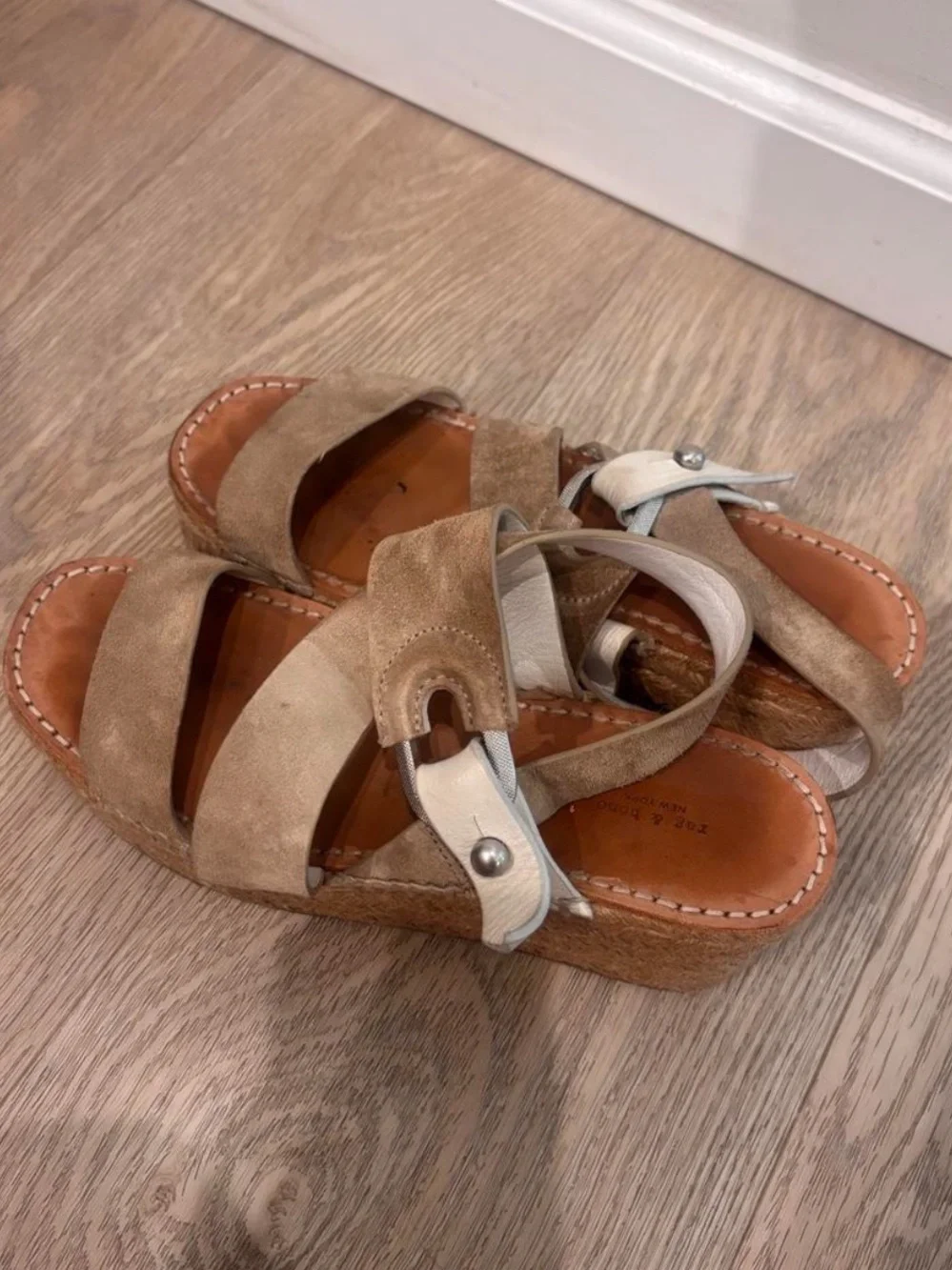 rag & bone Suede Espadrille Platform Sandals in Taupe